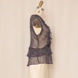 Sheer Silk Patterned Blouse with Ruffles