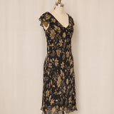 Lauren Ralph Lauren Black and Tan Floral Silk Dress