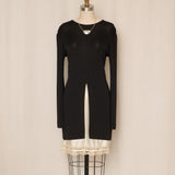 Emporio Armani Black Metallic Mini Dress with Front Slit