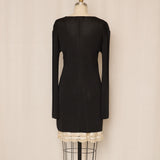 Emporio Armani Black Metallic Mini Dress with Front Slit