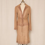 SportMax Blush Tan Leather Skirt