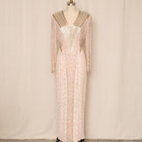 Pink Beaded Evening Dress