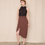 Draped Alaia Brown Skirt
