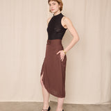 Draped Alaia Brown Skirt