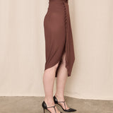 Draped Alaia Brown Skirt
