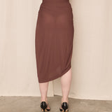 Draped Alaia Brown Skirt