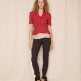 Patrizia Pepe Tailored Pants with Brown Ribbon Tie