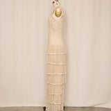 Vintage Tan Polka Dot Drop Waist Dress