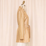 Giovanni Valentino Plaid Silk Belted Blazer