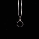 Sterling Silver Necklace with Round Onyx Pendant