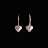 Sterling Silver Puffy Heart Shaped Drop Earrings