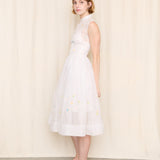 50's White Sheer Embroidered Dress