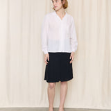 Vintage White Cotton Blouse with Flower Embroidery on Pocket