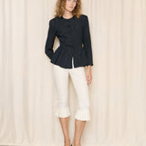 Vintage Ruched Floral Black Evening Jacket