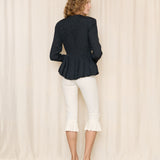 Vintage Ruched Floral Black Evening Jacket