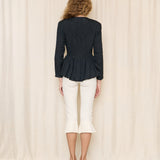 Vintage Ruched Floral Black Evening Jacket