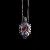 Antique Perfume Bottle Necklace with Purple Stones