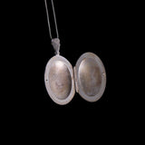 Vintage Sterling Silver Oval Locket Pendant with Engravings
