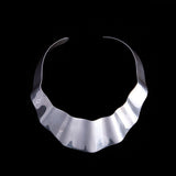Sterling Silver Wide Modernist Choker Necklace, Taxco Mexico