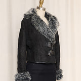 Moschyko Black Cropped Shearling Jacket