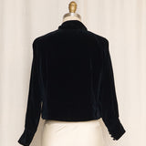 Antique Black Velvet Jacket with Tie Neck Detail