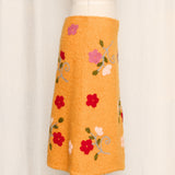 Vintage Orange Mohair Blend Floral Skirt