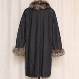 Yves Saint Laurent Denim Coat with Brown Fur Lining & Trim