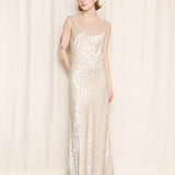 Harlow Nites Champagne Floral Jacquard Maxi Dress