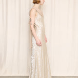 Harlow Nites Champagne Floral Jacquard Maxi Dress