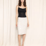 Swee Lo Silk Sequin White Skirt