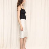 Swee Lo Silk Sequin White Skirt