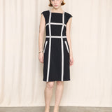 Bottega Veneta Black Dress with Grey Stripes