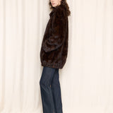 Brown Trimmed Fur Bomber