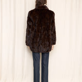 Brown Trimmed Fur Bomber