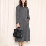 Saks Fifth Avenue Grey Double-Breasted Long Coat