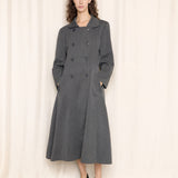 Saks Fifth Avenue Grey Double-Breasted Long Coat
