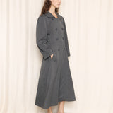 Saks Fifth Avenue Grey Double-Breasted Long Coat