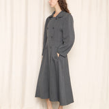 Saks Fifth Avenue Grey Double-Breasted Long Coat