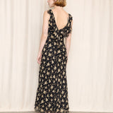 Lauren Ralph Lauren Black and Tan Floral Silk Dress