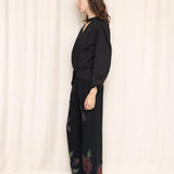 Amuleti Black Pants with Floral Applique