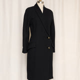 Long Black Coat with Gold Buttons