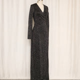 Vintage Diane von Furstenberg Black Metallic Wrap Maxi Dress