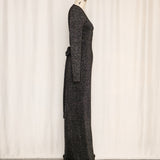 Vintage Diane von Furstenberg Black Metallic Wrap Maxi Dress