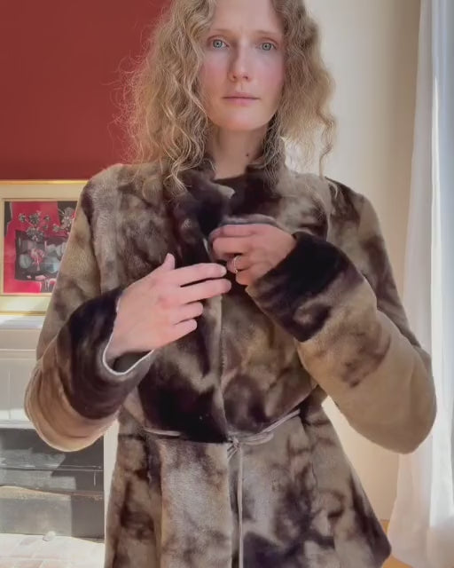 brown-shearling-jacket — silent modeled video
