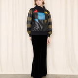Valentino Patchwork Leather Bomber Sweater