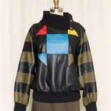 Valentino Patchwork Leather Bomber Sweater