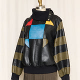 Valentino Patchwork Leather Bomber Sweater