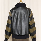 Valentino Patchwork Leather Bomber Sweater