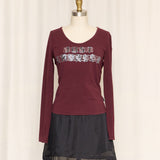 Just Cavalli Burgundy Beaded Longsleeve
