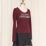 Just Cavalli Burgundy Beaded Longsleeve